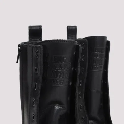 Balenciaga Black Truck Leather Boots In Black