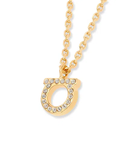 Ferragamo Women Gold-colored Necklace With Gancini Charm In Brass Woman