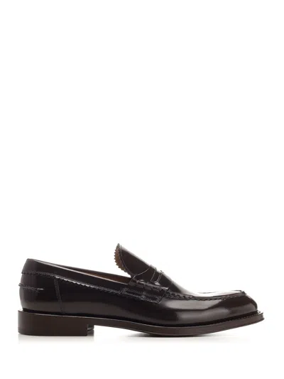 Corvari Brushed Leather Penny Loafer Loafers Black In Multi