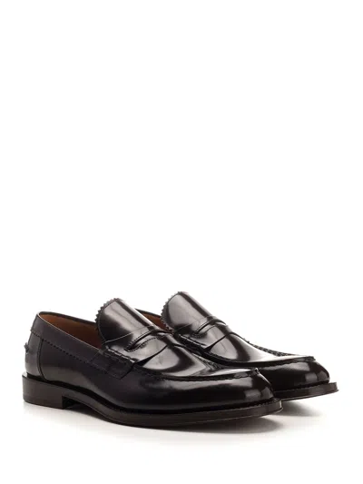 Corvari Brushed Leather Penny Loafer Loafers Black In Multi