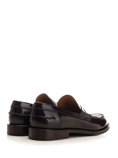 Corvari Brushed Leather Penny Loafer Loafers Black In Multi
