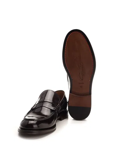 Corvari Brushed Leather Penny Loafer Loafers Black In Multi