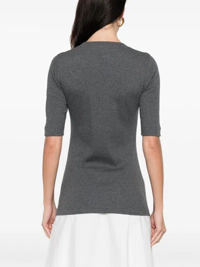 Brunello Cucinelli Cotton V-necked Sweater In Gray
