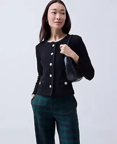 Ann Taylor Petite Braid Trim Knit Jacket In Multi
