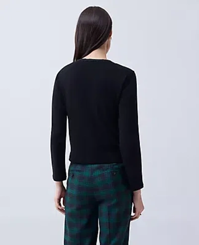 Ann Taylor Petite Braid Trim Knit Jacket In Multi