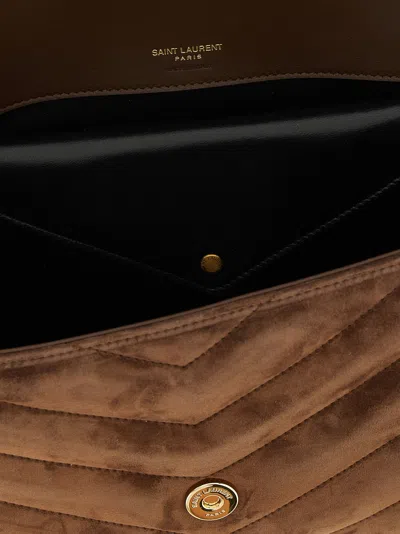 Saint Laurent Lou Lou M Shoulder Bags Brown In Brown