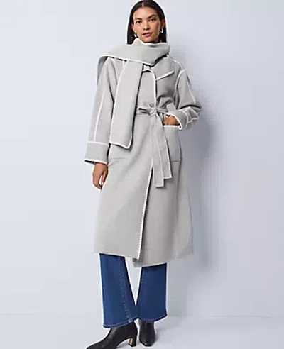 Ann Taylor Weekend Collection Wrap Scarf Coat In Gray