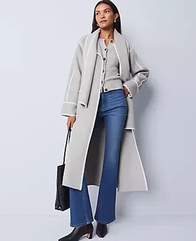 Ann Taylor Weekend Collection Wrap Scarf Coat In Gray