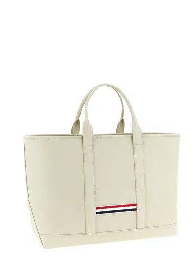 Thom Browne Medium Tool Bag With Perforated Hector In Grained Leather In Blue