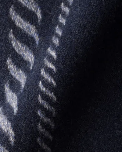 Prada Striped Pattern Scarf Fringed Edges In Blue