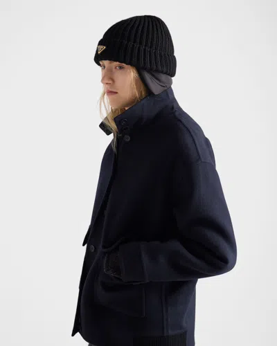 Prada Re-nylon And Knit Cap In Black