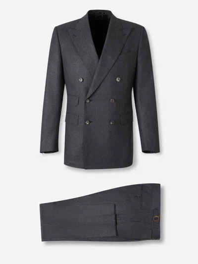 Atelier Munro Peak-lapel Double-breasted Suit In Black