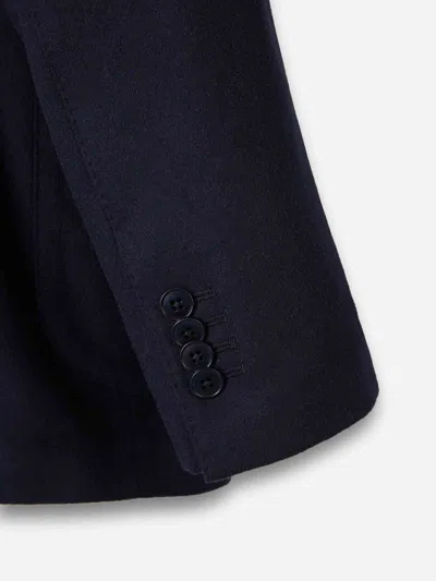 Atelier Munro Mandarin-collar Button Wool Jacket In Blue