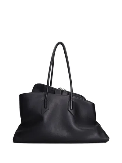 Attico La Passeggiata Leather Shoulder Bag In Black