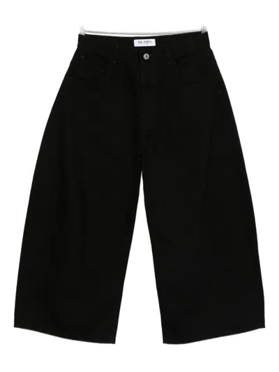 Attico Wide-leg Denim Cotton Trousers In Black
