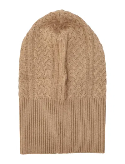 Max Mara Romana Cable-knit Cashmere Hood In Brown