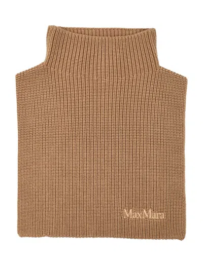 Max Mara Orsola Wool Ribbed Neckwarmer In Brown