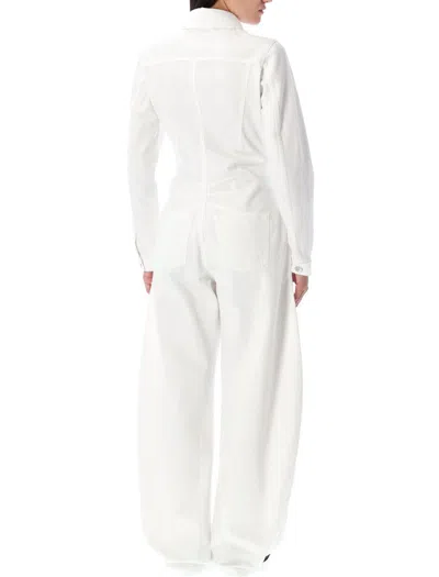 Alaïa Round Denim Jumpsuit In White