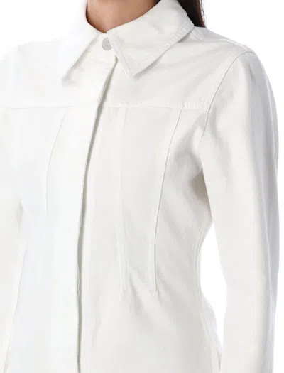 Alaïa Round Denim Jumpsuit In White