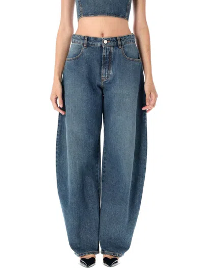 Alaïa Low Waist Round Jeans In Blue