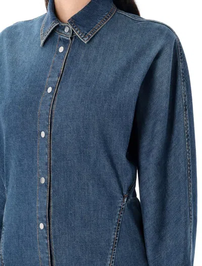 Alaïa Round Denim Shirt In Blue