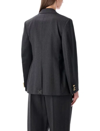 Bottega Veneta Grey Blazer With Gold Knot Buttons In Black