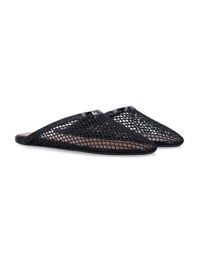 Alaïa Fishnet Flat Mules Rubber Sole In Multi