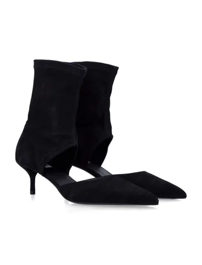 Alaïa Suede Cut-out Ankle Boots 55 In Black