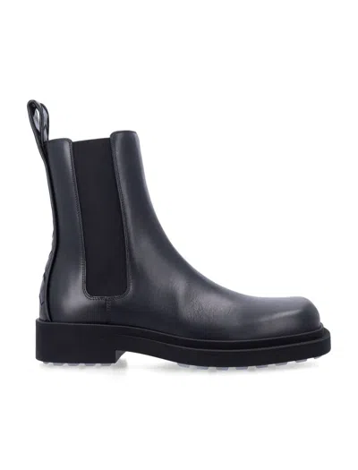 Bottega Veneta Black Leather Chelsea Ben Ankle Boots In Multi