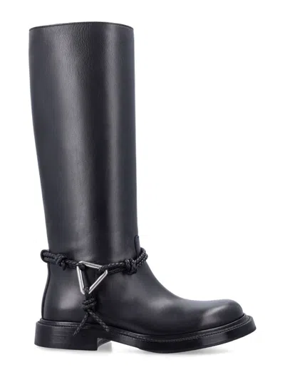 Bottega Veneta Knee High Boot Braided Strap Detail In Multi