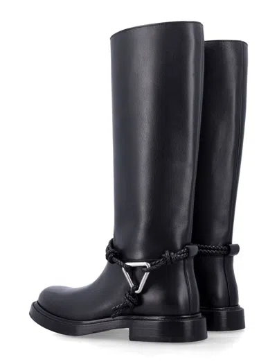 Bottega Veneta Knee High Boot Braided Strap Detail In Multi