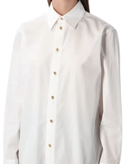 Bottega Veneta White Cotton Poplin Shirt With Metal Knot Buttons In White