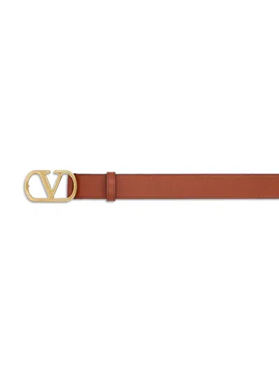 Valentino Womens Vlogo Signature Leather Belt Deep Caramel In Brown