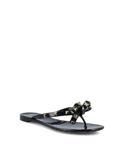 Valentino Rockstud Rubber Flip Flop In Black