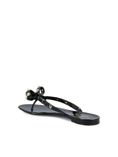 Valentino Rockstud Rubber Flip Flop In Black