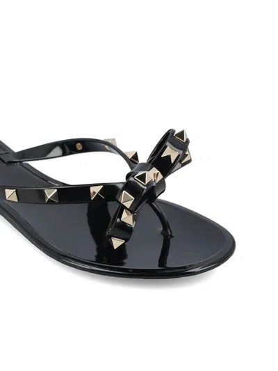 Valentino Rockstud Rubber Flip Flop In Black