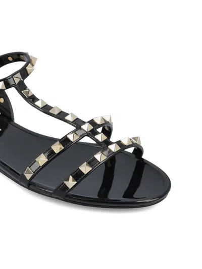 Valentino Garavani Rockstud Rubber Sandals Ankle Strap Design In Black