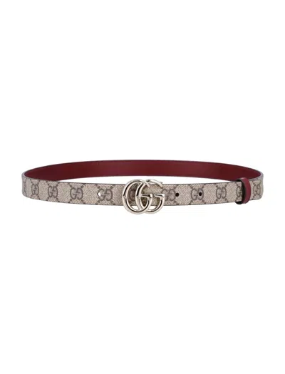 Gucci Reversible Gg Marmont Thin Belt In Neutral