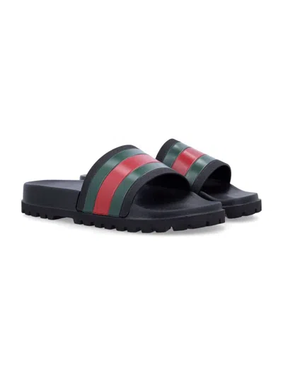 Gucci Pantoletten Mit Webdetail In Black