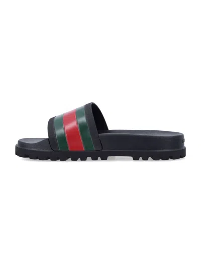 Gucci Pantoletten Mit Webdetail In Black