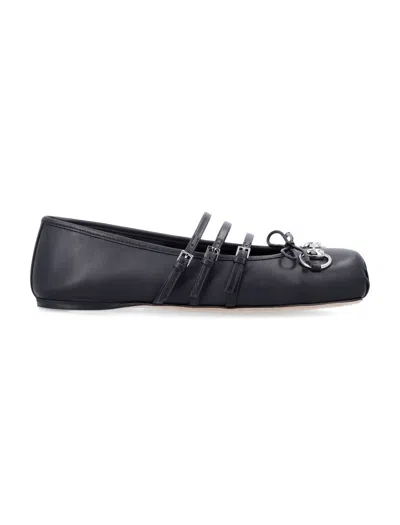 Gucci Ppa Leather Ballet Flats With Horsebit In Black
