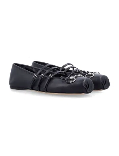 Gucci Ppa Leather Ballet Flats With Horsebit In Black
