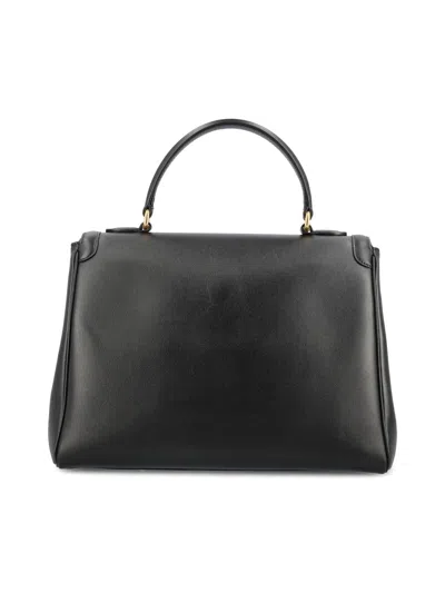 Valentino 9 To 5 Flap Leather Top-handle Bag In Black
