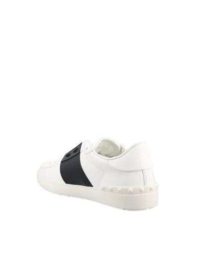 Valentino Garavani Open Leather Sneakers With Contrast Band And Stud Details Shoes In White