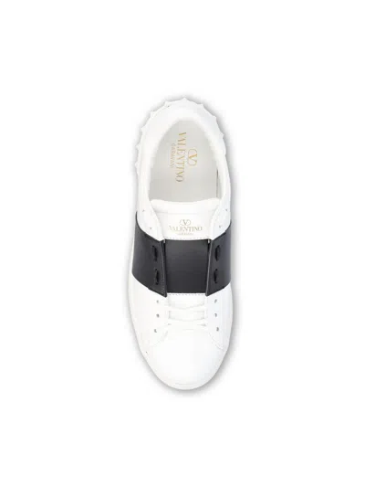 Valentino Garavani Open Leather Sneakers With Contrast Band And Stud Details Shoes In White