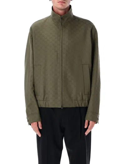 Gucci Gg Fabric Bomber Jacket Puffer Jackets Green In Green