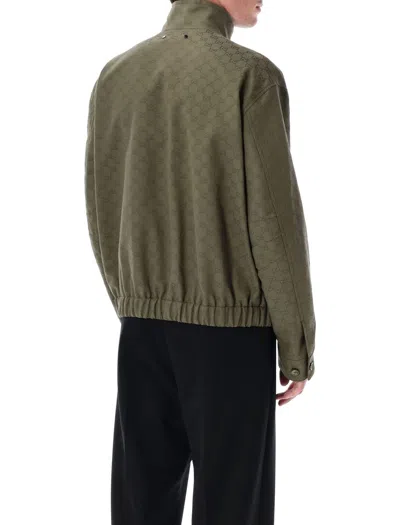 Gucci Gg Fabric Bomber Jacket Puffer Jackets Green In Green