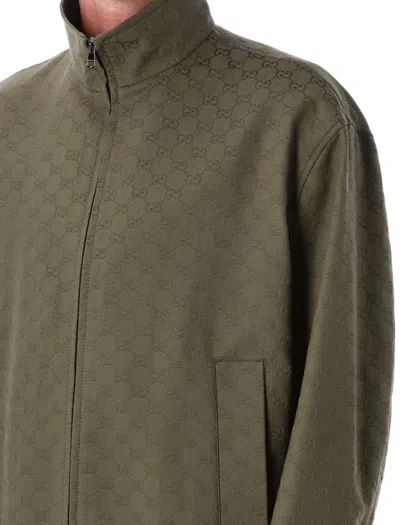 Gucci Gg Fabric Bomber Jacket Puffer Jackets Green In Green