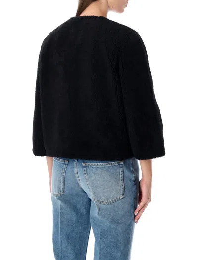 Gucci Shearling Jacket With Horsebit Details In Black