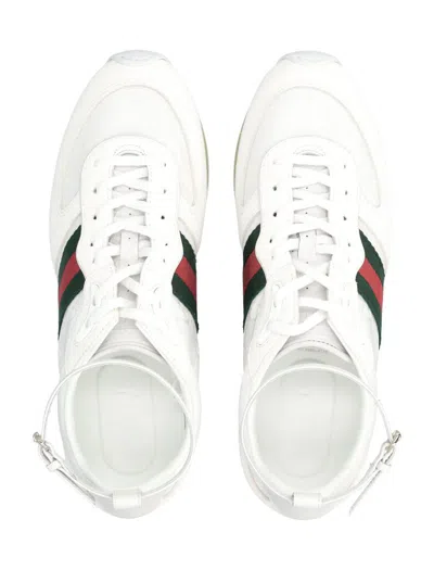 Gucci Motion Sneaker With Adjustable Ankle Strap In White